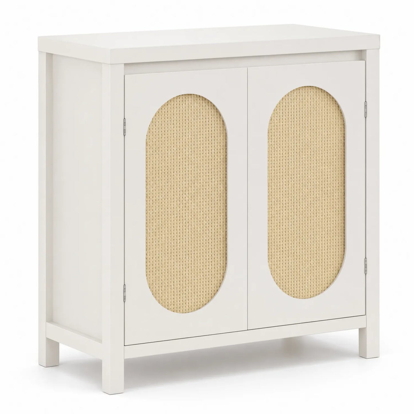 Sideboard Weiß Rechteckig 80x35x75 cm MDF Rattan