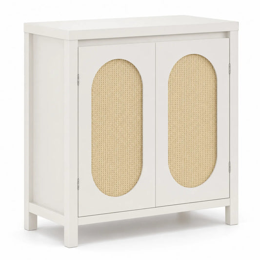 Sideboard Weiß Rechteckig 80x35x75 cm MDF Rattan