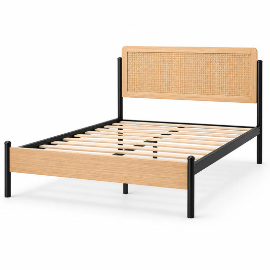 Metallbett mit Rattankopfteil 200x140 cm