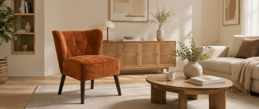 Brauner Chenille-Sessel