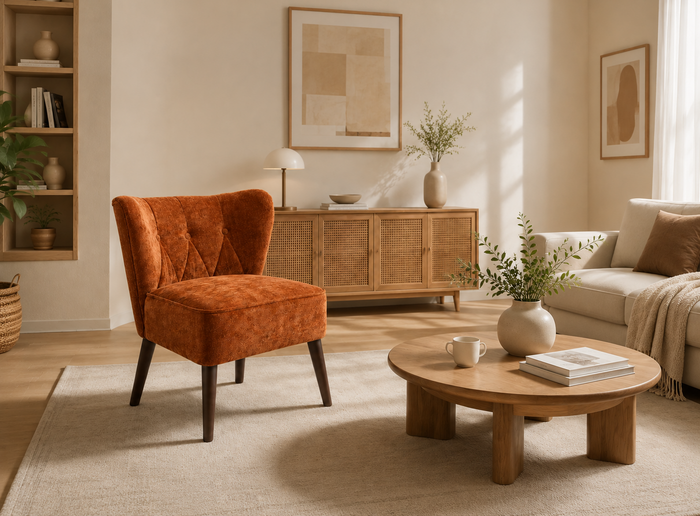 Brauner Chenille-Sessel