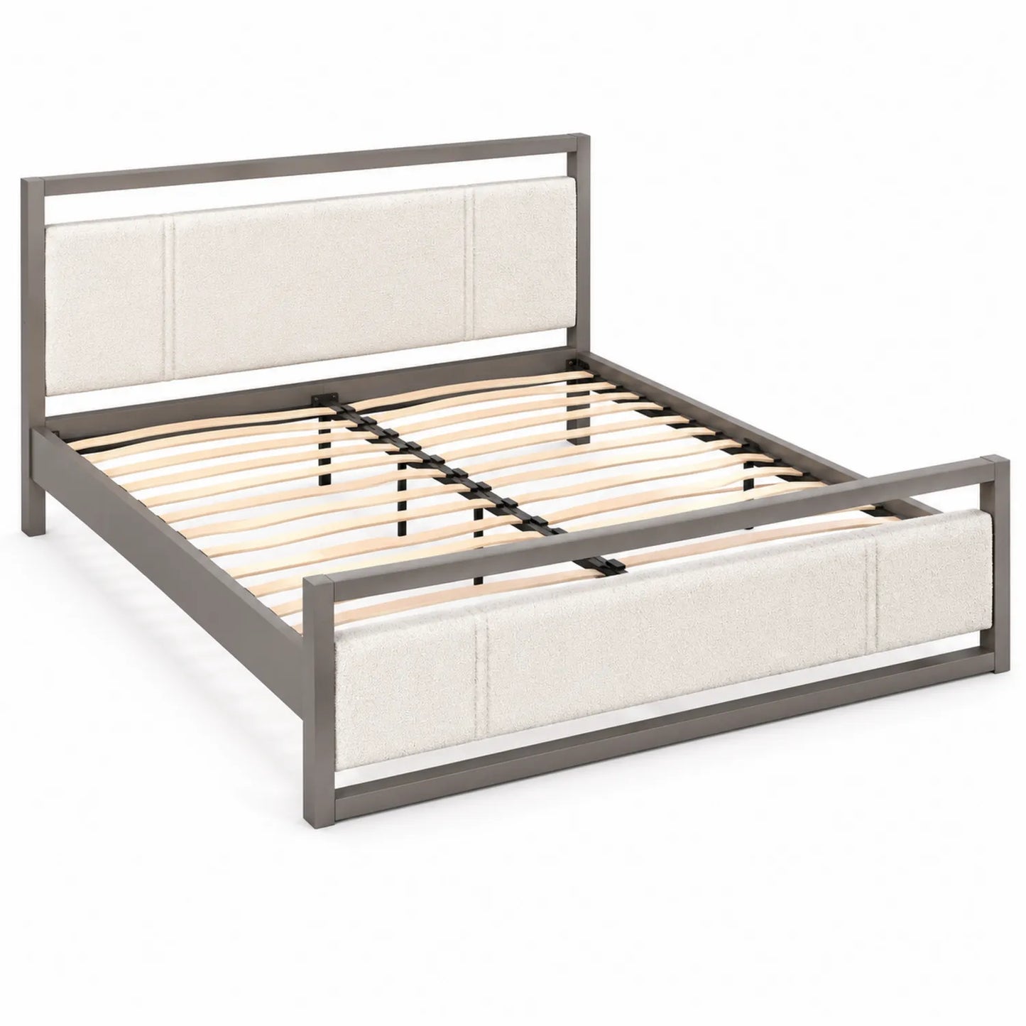 Bett Metallrahmen Stoffpolsterung 200x140 cm Beige