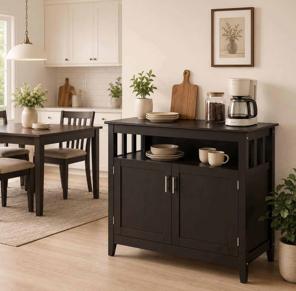 Sideboard Dunkelbraun mit 2 Türen
