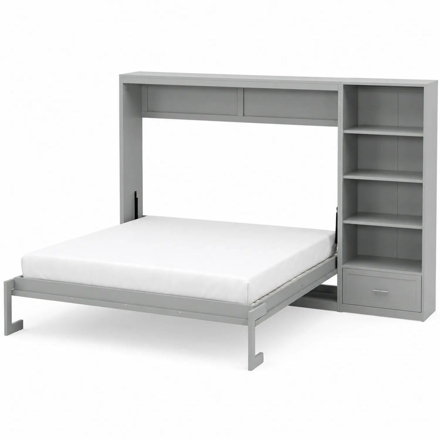 Metall Klappbett mit Regal Grau 200x140 cm Holzwerkstoff