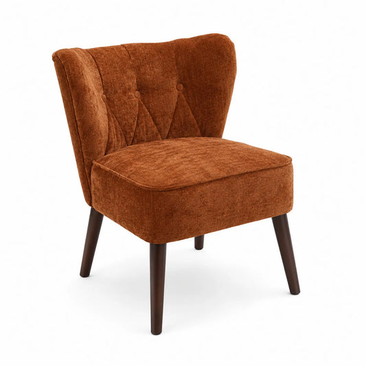 Sessel Braun Chenille-Stoff mit Massivholzrahmen