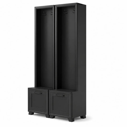 Garderobenständer Set Holz Schwarz 192x60x40 cm