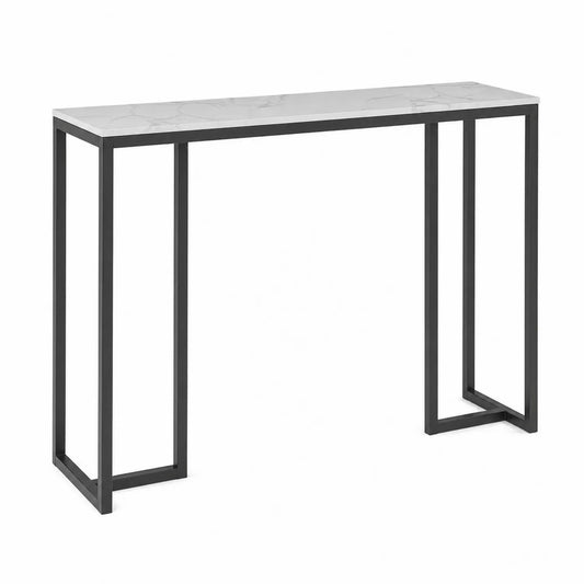 Konsolentisch mit Marmoroptik weiß 100x30x80 cm mit Metallrahmen
