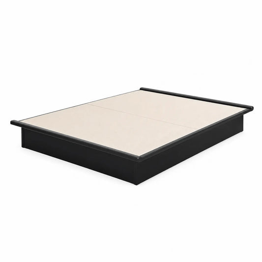 Doppelbett 200x180 cm mit Metallrahmen und Polyesteroberfläche in Schwarz/Beige
